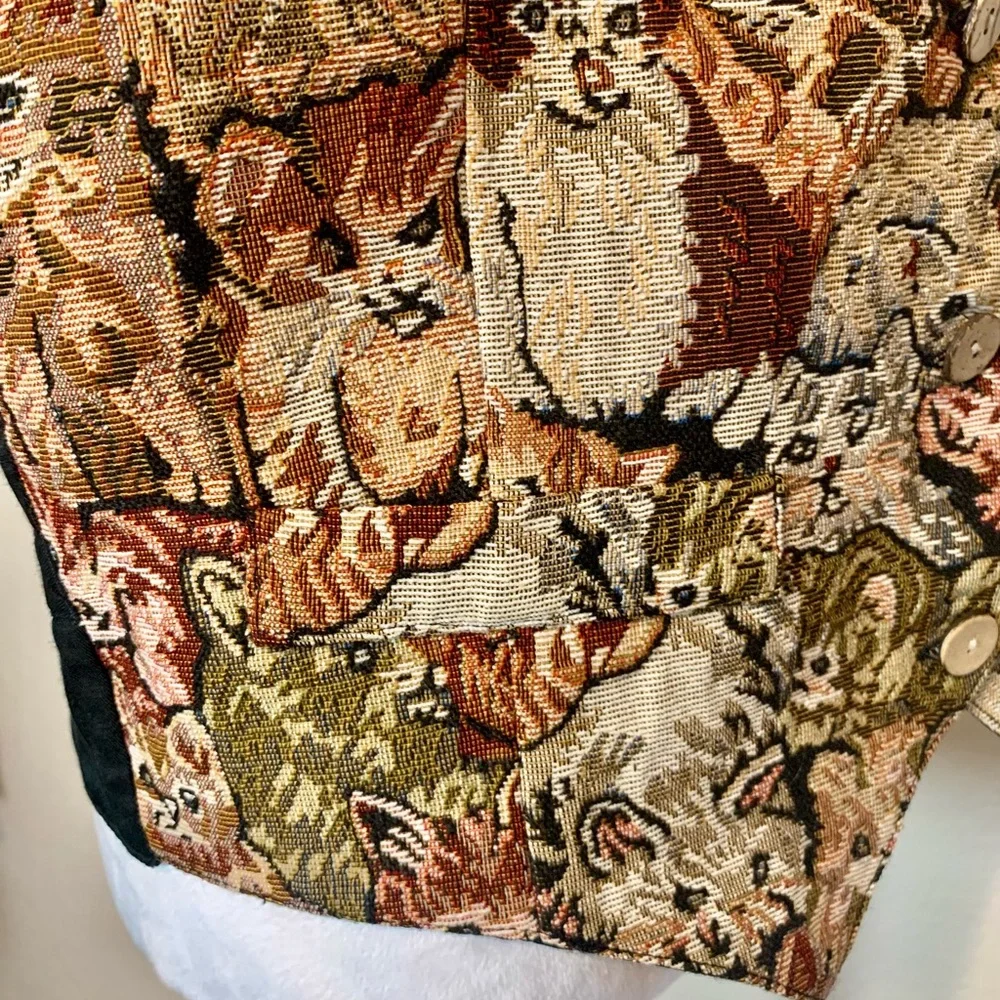 Tapestry Cat Vest Brown Black Tan Size Large